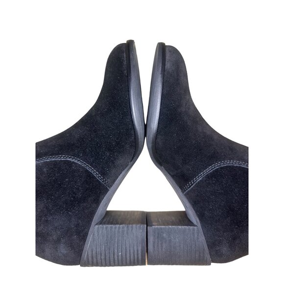 Frye & Co Phoebe Suede Leather Boots Size 8 Black Ankle 70s Retro Preppy Western - Picture 11 of 16